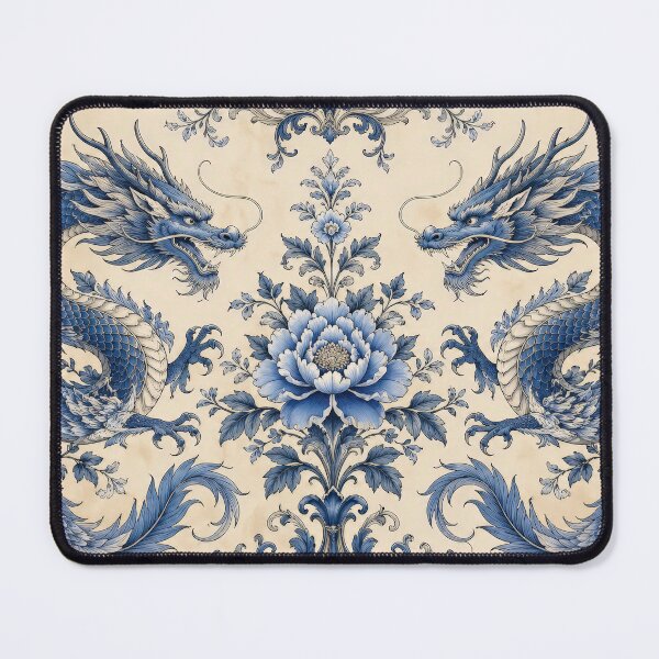 Item preview, Elegant Blue Dragon Floral Vintage Chinoiserie Art Design designed and sold by LiuTiuuu.
