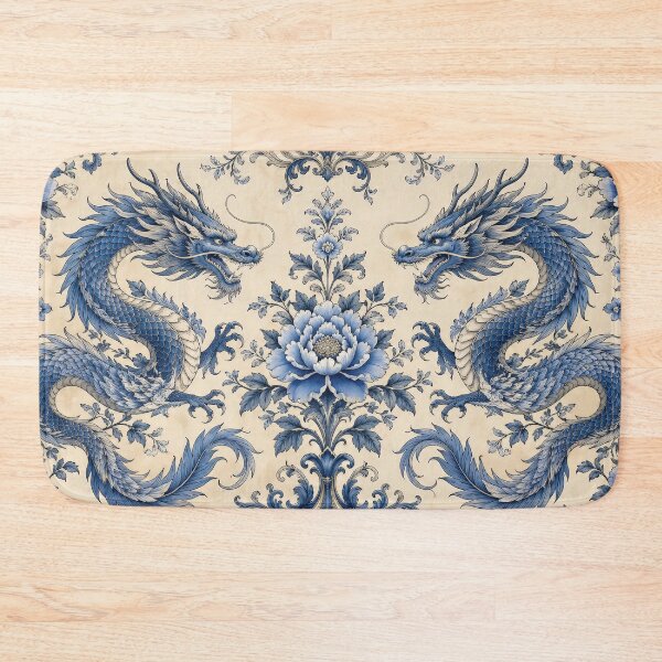 Item preview, Elegant Blue Dragon Floral Vintage Chinoiserie Art Design designed and sold by LiuTiuuu.