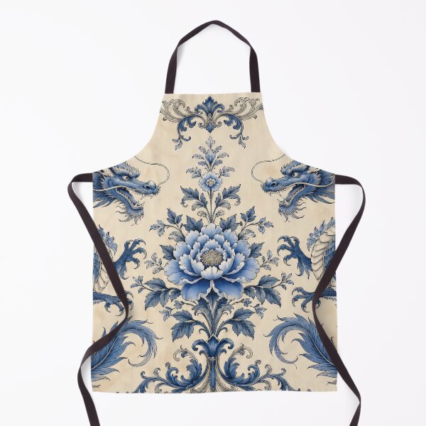 Item preview, Elegant Blue Dragon Floral Vintage Chinoiserie Art Design designed and sold by LiuTiuuu.