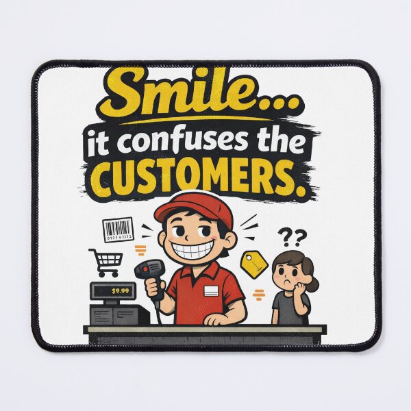 Item preview, Smile Confuses Customers Funny Retail Worker designed and sold by CoolTShirtDesign.
