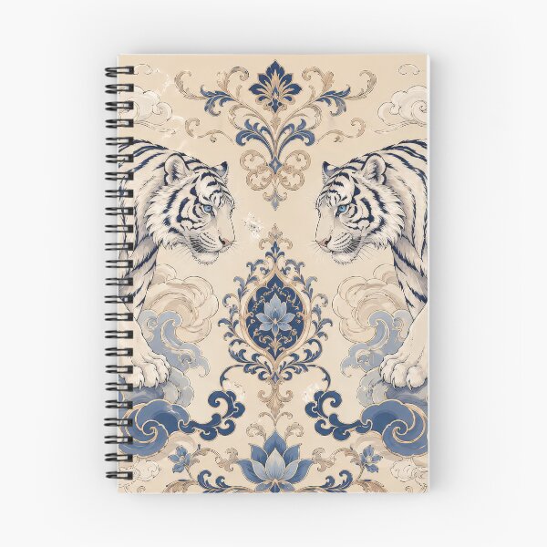 Item preview, Elegant Blue White Tiger Floral Chinoiserie Vintage Art Design designed and sold by LiuTiuuu.