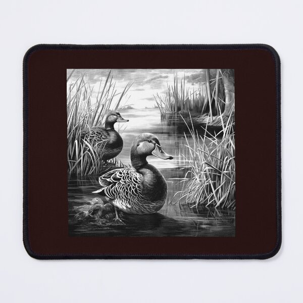 Item preview, Black and White Ducks Wetland Pond Art designed and sold by inkoutninja.