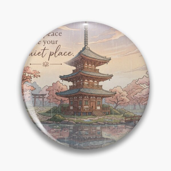 Item preview, Calm Rain Temple Aesthetic Poster | Let Peace Be Your Quiet Place | Minimal Zen Landscape Art designed and sold by NA-art725.