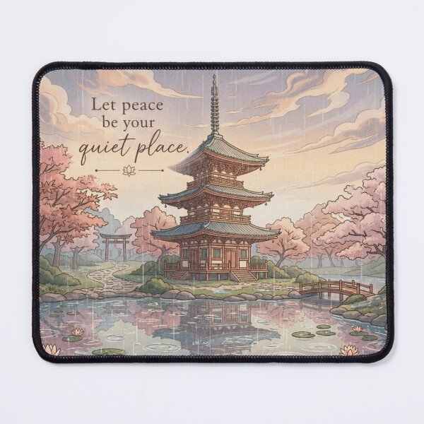 Item preview, Calm Rain Temple Aesthetic Poster | Let Peace Be Your Quiet Place | Minimal Zen Landscape Art designed and sold by NA-art725.