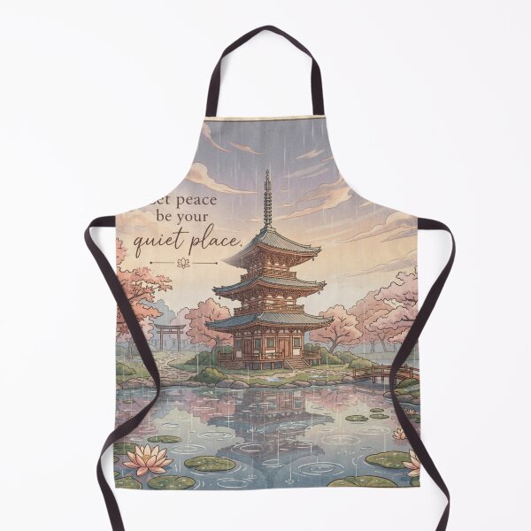 Item preview, Calm Rain Temple Aesthetic Poster | Let Peace Be Your Quiet Place | Minimal Zen Landscape Art designed and sold by NA-art725.