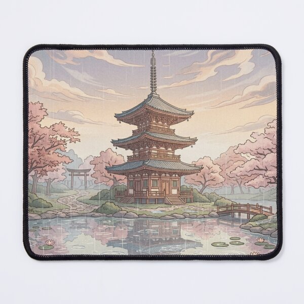Item preview, Minimal Rain Temple Aesthetic | Calm Japanese Garden Illustration | Soft Pastel Zen Art designed and sold by NA-art725.