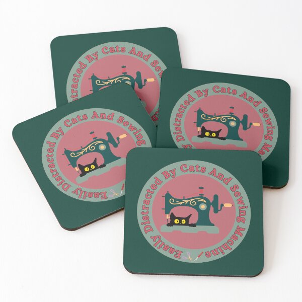 Item preview, Easily Distracted By Cats And Sewing Machine designed and sold by Wiss2Arts.