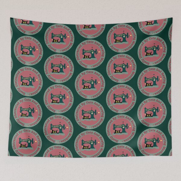 Item preview, Easily Distracted By Cats And Sewing Machine designed and sold by Wiss2Arts.