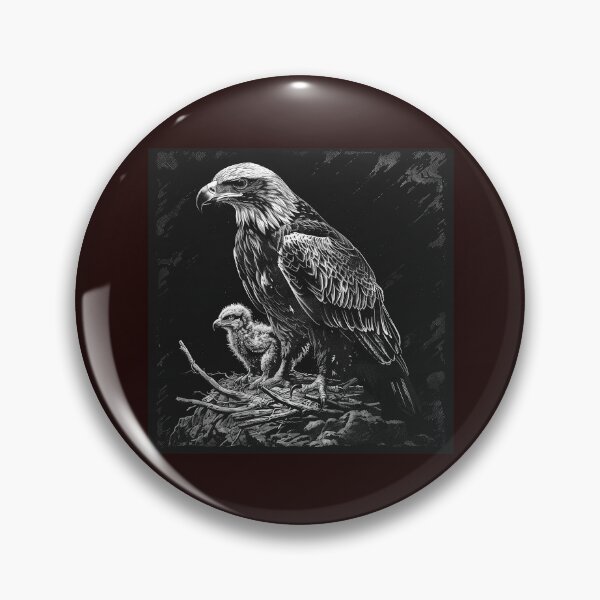 Item preview, Black and White Eagle and Chick Nest Art designed and sold by inkoutninja.