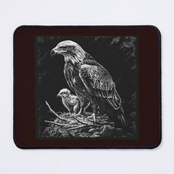 Item preview, Black and White Eagle and Chick Nest Art designed and sold by inkoutninja.