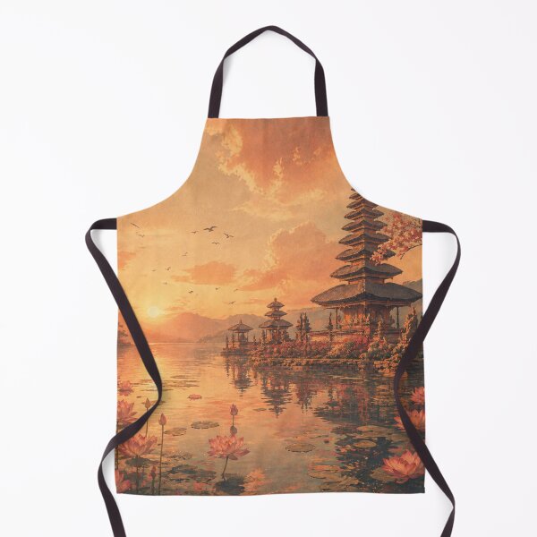 Item preview, Golden Temple Sunset Landscape | Warm Aesthetic Nature Scene | Calm Reflection Art designed and sold by NA-art725.