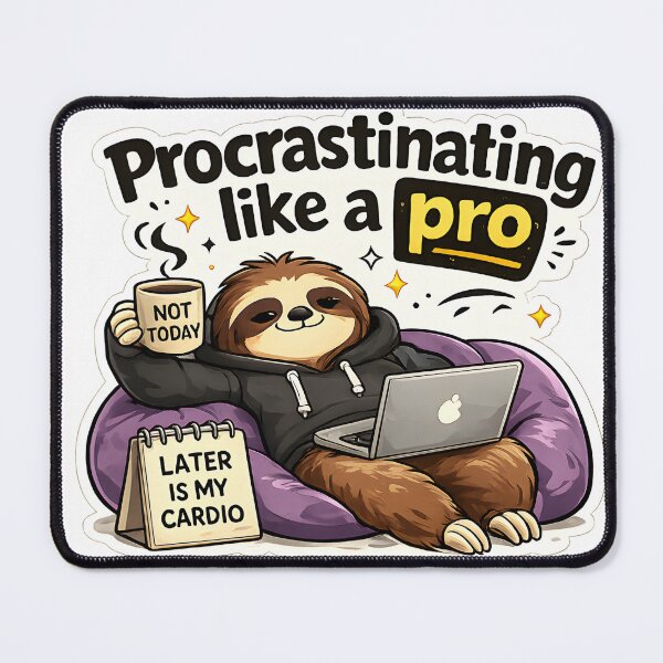 Item preview, Funny Procrastinating Like a Pro Sticker – Lazy Sloth Meme Cute Humor designed and sold by StickoStore.