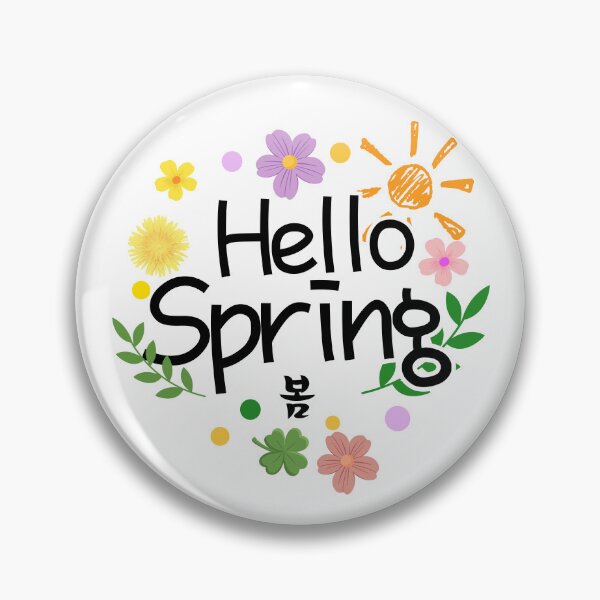 Item preview, Aesthetic Hello Spring: Colorful Flowers and Korean Typography Seasonal Greeting Art designed and sold by Boundary100.