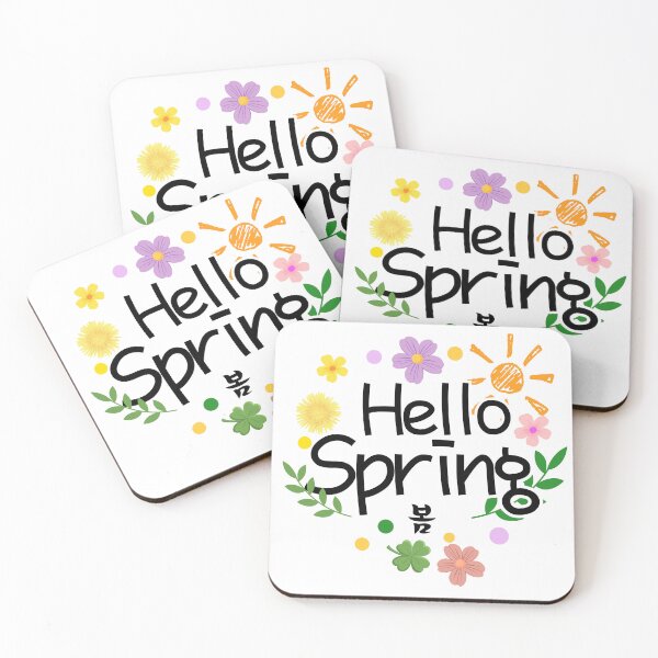 Item preview, Aesthetic Hello Spring: Colorful Flowers and Korean Typography Seasonal Greeting Art designed and sold by Boundary100.