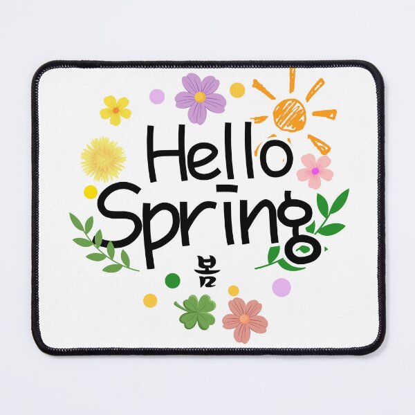 Item preview, Aesthetic Hello Spring: Colorful Flowers and Korean Typography Seasonal Greeting Art designed and sold by Boundary100.