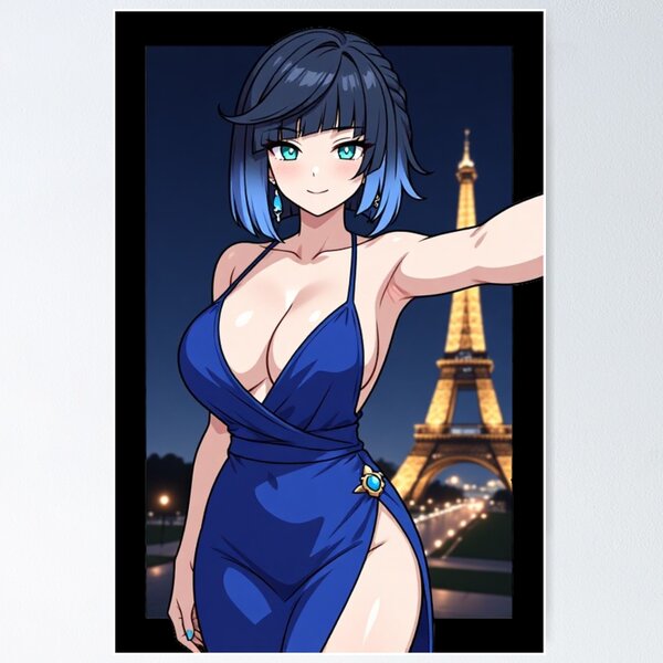Item preview, Yelan Night Out in Paris Aesthetic Fan Art designed and sold by Jimakmo.