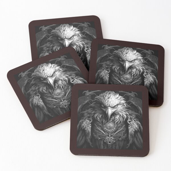 Item preview, Armored Eagle Warrior Black and White Fantasy Art designed and sold by inkoutninja.