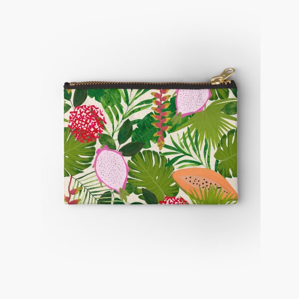 Item preview, Painterly Tropical botanical hothouse jungle of lush greenery fruits and florals on white designed and sold by PrettywithColor.