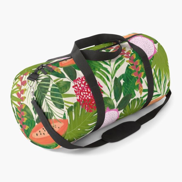 Item preview, Painterly Tropical botanical hothouse jungle of lush greenery fruits and florals on white designed and sold by PrettywithColor.