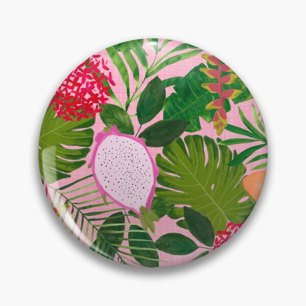 Item preview, Tropical botanical hothouse jungle of lush greenery fruits and florals designed and sold by PrettywithColor.