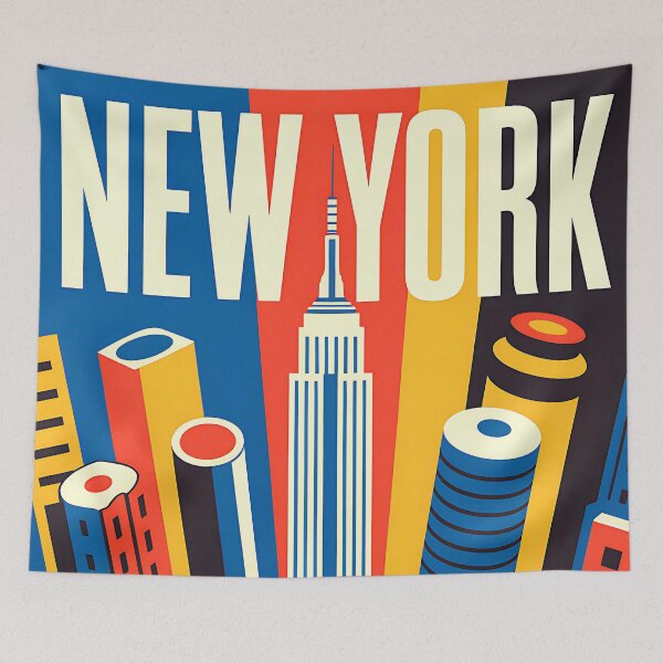 Item preview, New York - Empire State - Vintage travel poster in the style of Fernand Léger designed and sold by PrintableTravel.