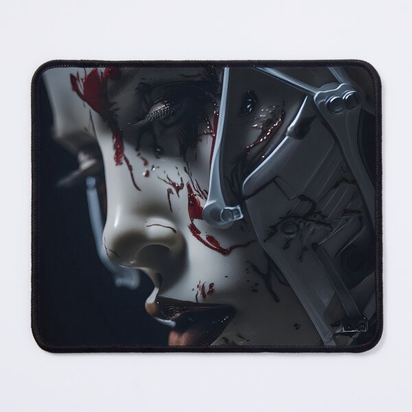 Item preview, Battle Damaged Cyborg Woman Dark Sci Fi Portrait designed and sold by cyberartmaker.