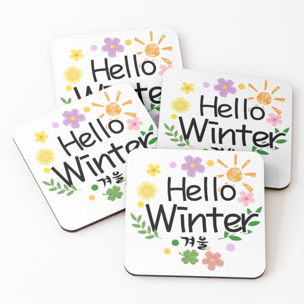 Item preview, Aesthetic Hello Winter: Cozy Flowers and Korean Typography Winter Vibes Design designed and sold by Boundary100.