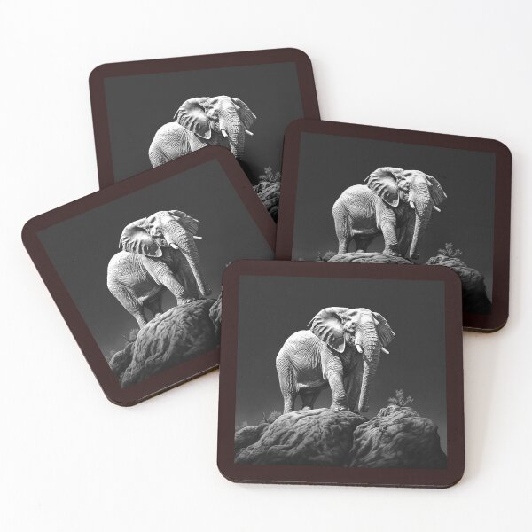 Item preview, Black and White Elephant on Rocky Mountain designed and sold by inkoutninja.