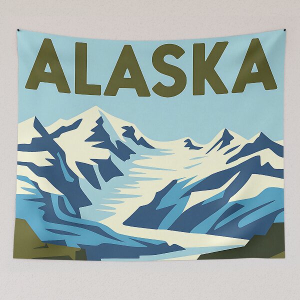 Item preview, Alaska - The Last Frontier - Vintage travel poster in the style of Fernand Léger designed and sold by PrintableTravel.