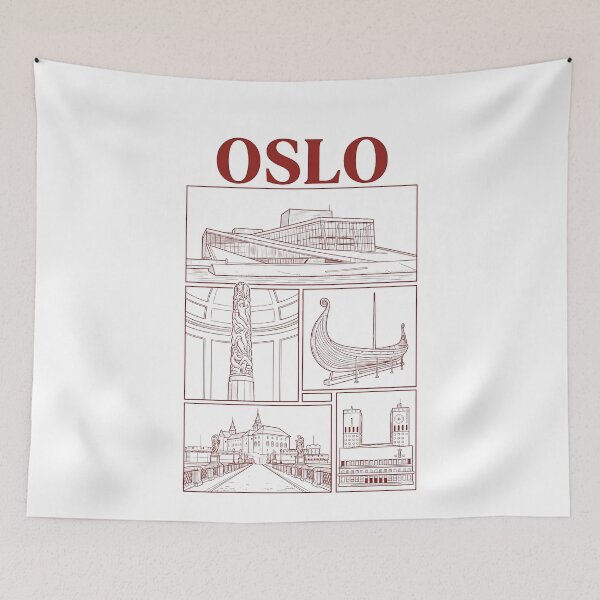 Item preview, Oslo Norway City Landmarks Minimalist Architecture Sketch designed and sold by k3rstman1.