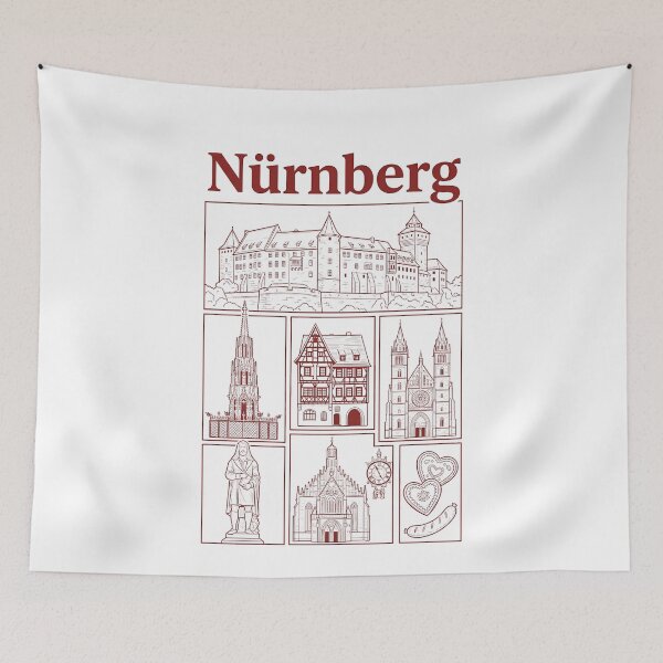 Item preview, Historic Nuremberg Germany Landmarks Vintage Line Art designed and sold by k3rstman1.