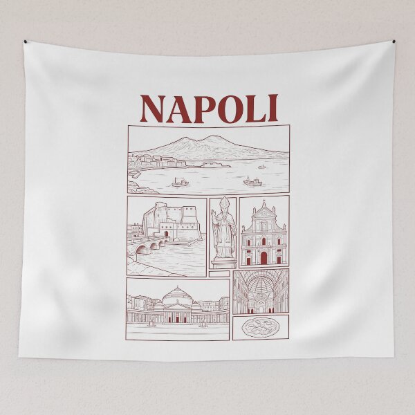 Item preview, Vintage Napoli Italy Landmarks Sketch Collage designed and sold by k3rstman1.
