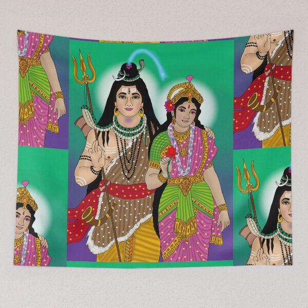 Item preview, Shiva Parvati Sacred Design – Hindu Divine Couple Spiritual Artwork designed and sold by Harshit_Digital_Arts.