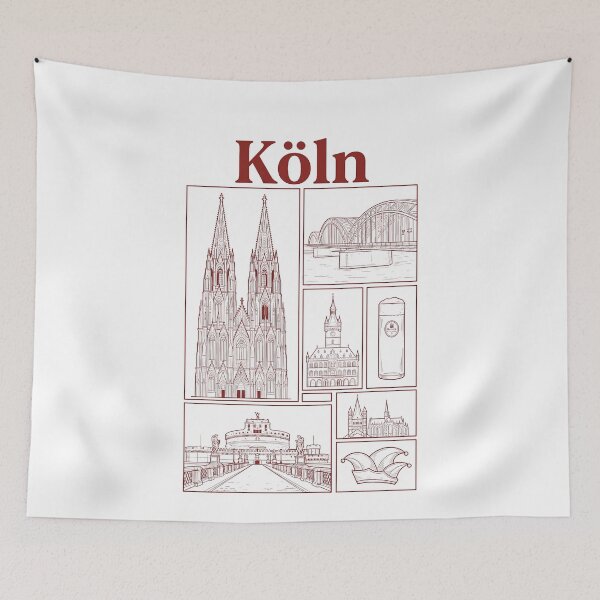 Item preview, Cologne Germany Skyline Landmarks Kölsch Carnival Sketch designed and sold by k3rstman1.