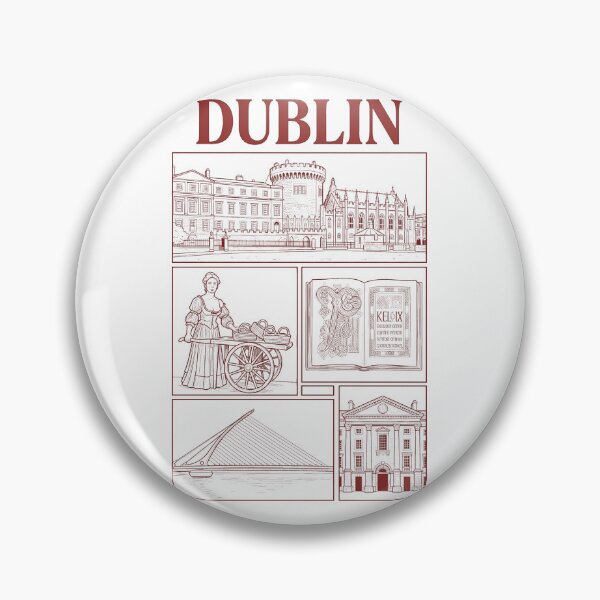 Item preview, Dublin Ireland Landmarks Vintage Line Art Sketch designed and sold by k3rstman1.