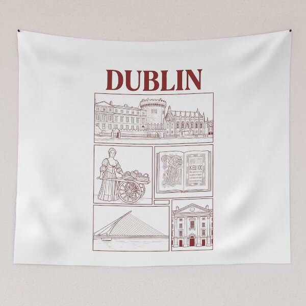 Item preview, Dublin Ireland Landmarks Vintage Line Art Sketch designed and sold by k3rstman1.