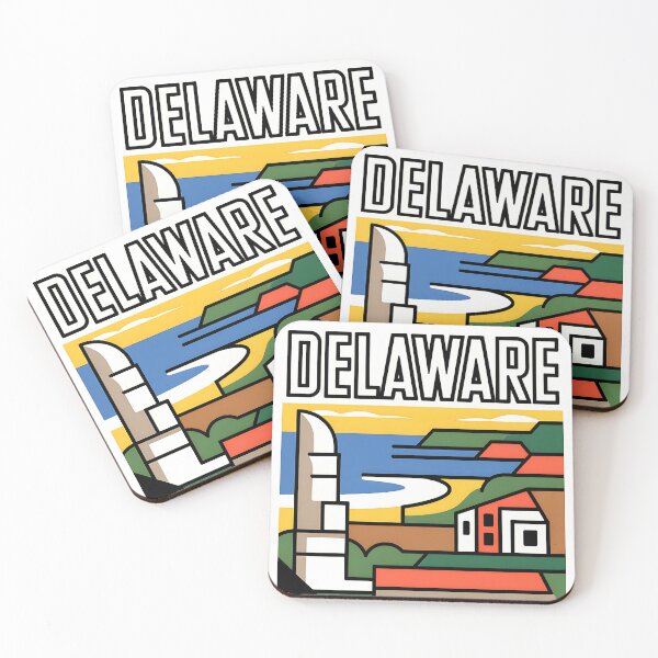 Item preview, Delaware - The First State - Vintage travel poster in the style of Fernand Léger designed and sold by PrintableTravel.