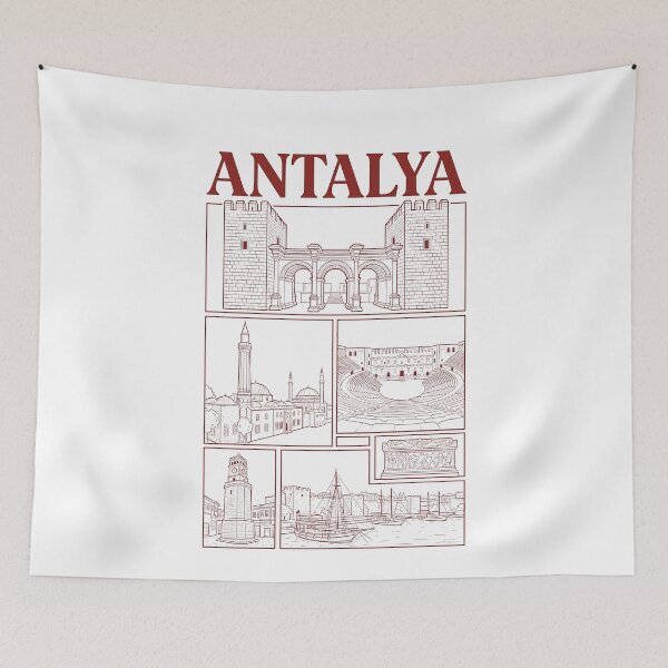 Item preview, Antalya Turkey Travel Landmarks Sketch Collage designed and sold by k3rstman1.