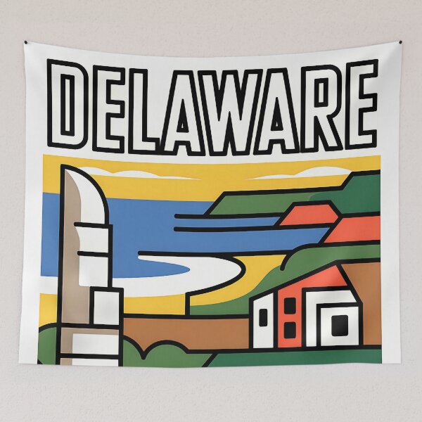 Item preview, Delaware - The First State - Vintage travel poster in the style of Fernand Léger designed and sold by PrintableTravel.