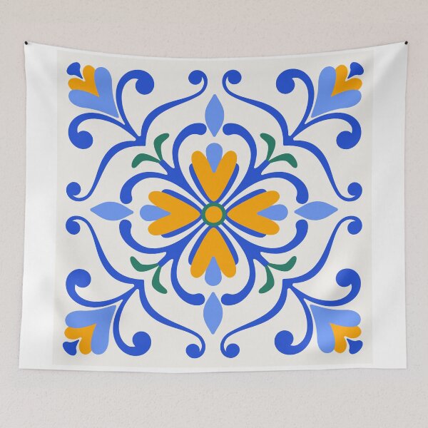 Item preview, Blue and yellow themed rangoli design pattern  designed and sold by Heaven1111.
