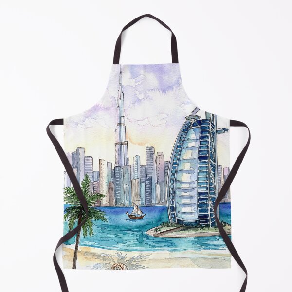 Item preview, Dubai Skyline Burj Al Arab Watercolor Illustration designed and sold by posteriocrew.