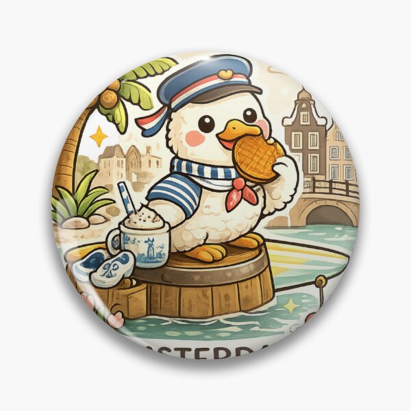 Item preview, Cute Amsterdam Duck Sticker – Dutch Canal Vibes Design designed and sold by ZYNORAworld.