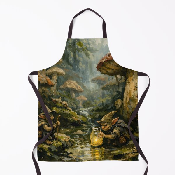 Item preview, Goblincore Forest Scene with Mushrooms and Lantern Light – Dark Cottagecore Fantasy Art designed and sold by cr6zym1nd.