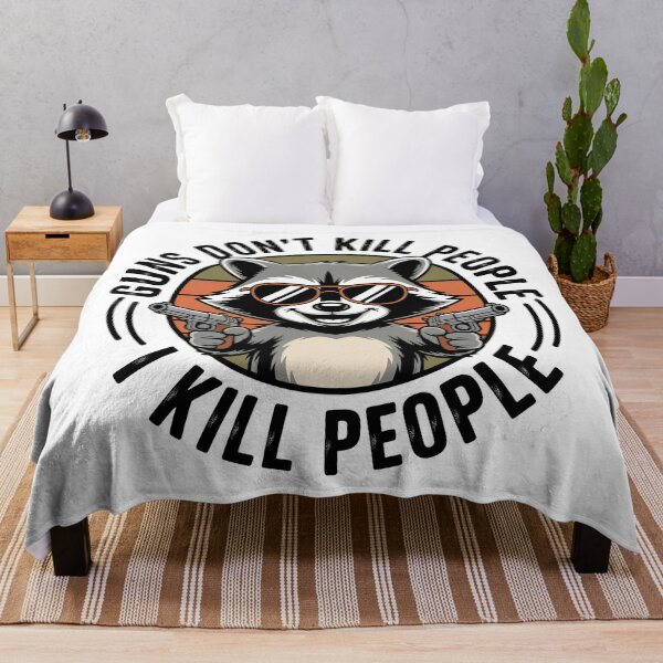 Item preview, Guns don't kill people I kill people, Retro Vintage Raccoon designed and sold by graphic-genie.