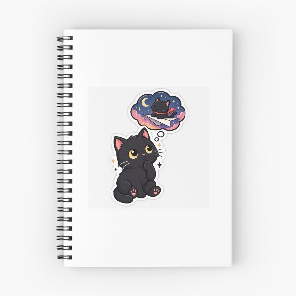 Item preview, Dreaming Black Cat Sticker – Cute Thought Bubble Kawaii Cat Vinyl Decal designed and sold by Lovely5616.