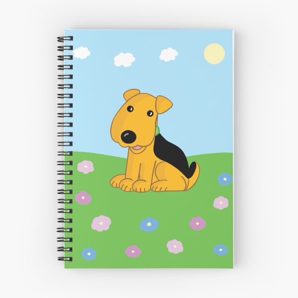 Aperçu de l'œuvre Adorable chiot de dessin animé assis dans une prairie fleurie créée et vendue par LesleySilly.