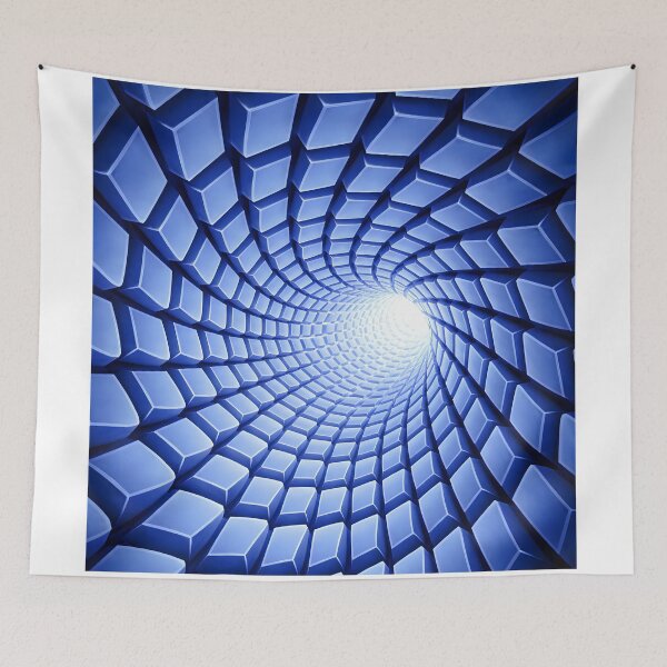 Item preview, 3D Blue Geometric Vortex Optical Illusion Digital Art designed and sold by NeO² Studio.