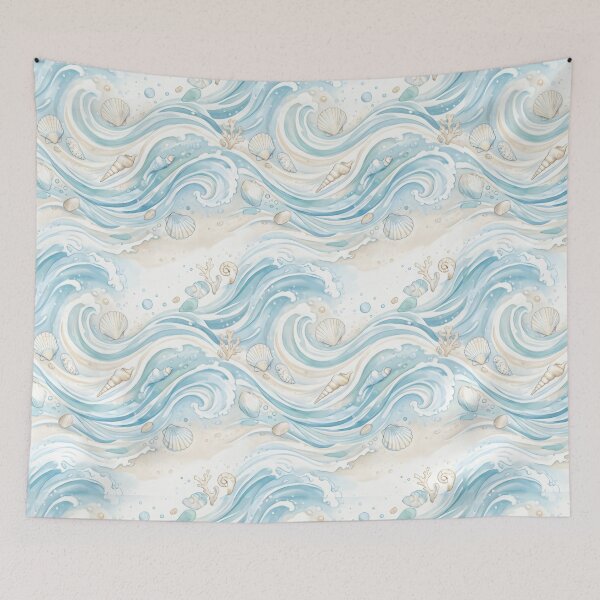 Item preview, Watercolor Coastal Ocean Waves and Shells designed and sold by SplashTastic.