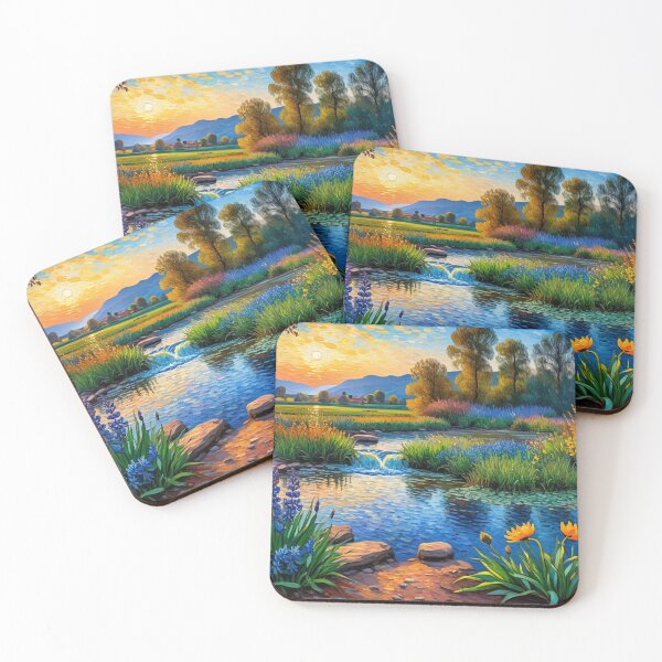Item preview, Sunset Over the Quiet Stream designed and sold by Undersea Ai Art.