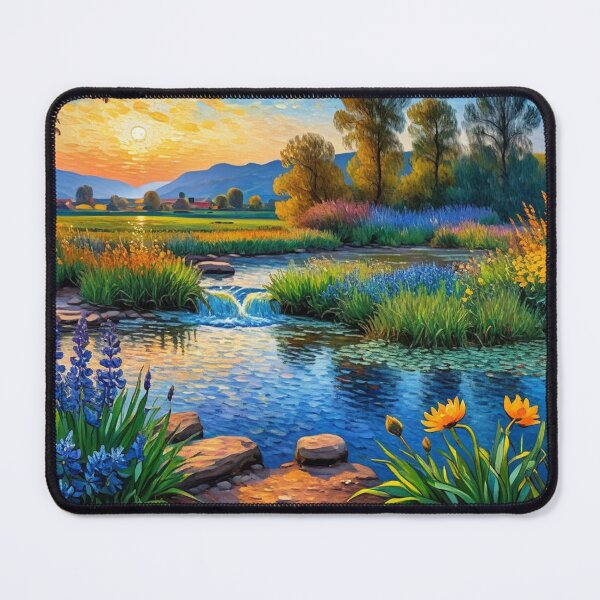Item preview, Sunset Over the Quiet Stream designed and sold by Undersea Ai Art.